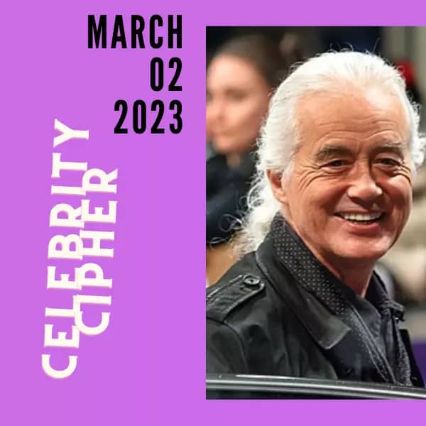 JIMMY PAGE QUOTE ABOUT JEFF IN CELEBRITY CIPHER MARCH 02/2023